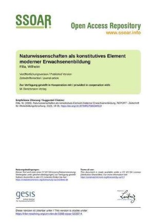 Naturwissenschaften als konstitutives Element moderner Erwachsenenbildung