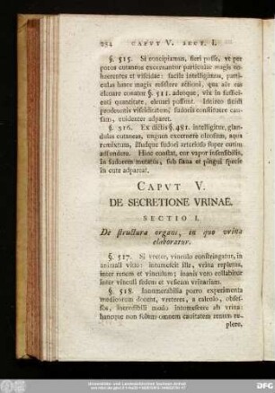Caput V. De Secretione Urinae.