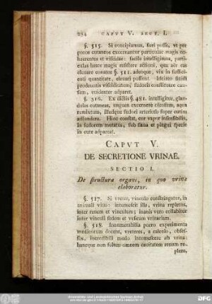 Caput V. De Secretione Urinae.