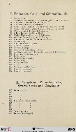 II. Brillanten, Gold- und Silberschmuck (Nr. 92-117)