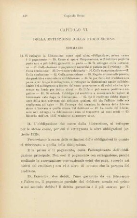 Capitolo VI. Della estinzione della fideiussione