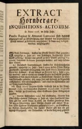 B2r-B2v, Extract Hornberger-Inquisitions-Actorum, de Anno 1726. im Früh-Jahr.