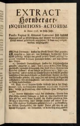 B2r-B2v, Extract Hornberger-Inquisitions-Actorum, de Anno 1726. im Früh-Jahr.