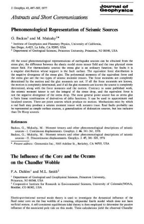 Abstracts and short communications