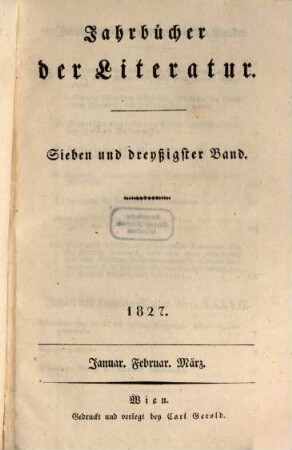 Jahrbücher der Literatur, 37. 1827