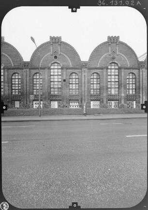 Chemnitz-Kaßberg, Zwickauer Straße 119. Ehem. Gießerei. Gießereihalle (1907). Straßenfront (Teilansicht)