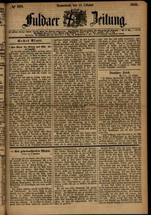 Ausgabe vom Samstag, den 17. Oktober 1885.