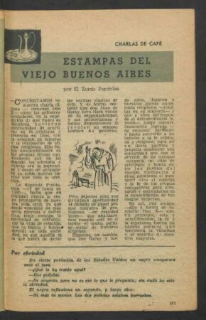 Estampas del viejo Buenos Aires : Charlas de café