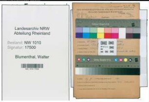 Entnazifizierung Walter Blumenthal , geb. 20.03.1911 (Masch-Schlosser)
