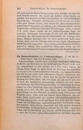 164-167 [Rezension] Schwertschlager, Joseph, Die Sinneserkenntnis
