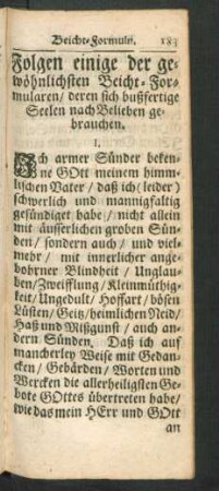 Folgen einige der gewöhnlichsten Beicht-Formularen, ...