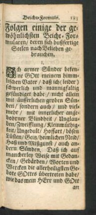 Folgen einige der gewöhnlichsten Beicht-Formularen, ...