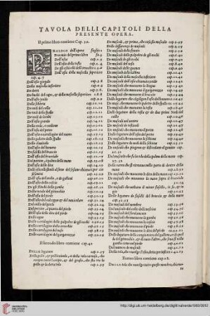 Tavola delli capitoli della presente opera