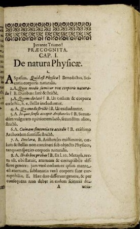 Cap. I. De natura Physicæ. - Cap. X. De Naturâ.