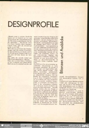 Bilanzen und Ausblicke : Designprofile