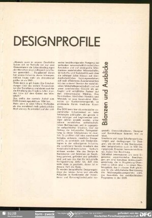 Bilanzen und Ausblicke : Designprofile