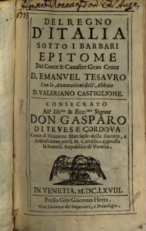 Del regno d'Italia sotto i barbari epitome