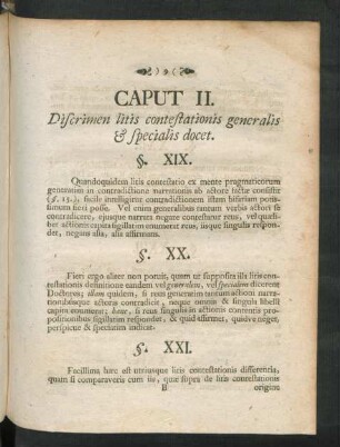 Caput II. Discrimen litis contestationis generalis & specialis docet