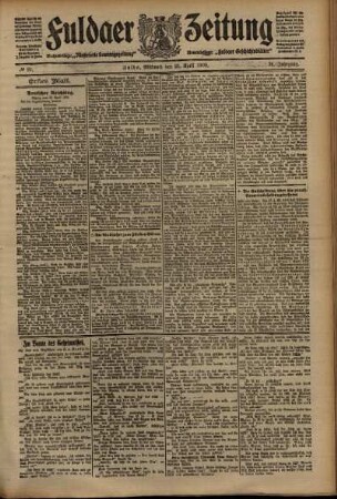 Erste Ausgabe vom Mittwoch, den 21. April 1909.