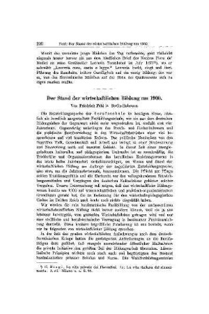 Der Stand der wirtschaftlichen Bildung um 1900