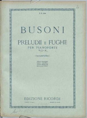 Preludii e fughe : per pianoforte ; op. 21 e 36