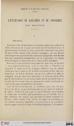 3.Ser. 6.1895: L' extension du ligurien et du tongrien en Égypte