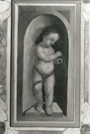 Putto : Putto. Öl? auf Holz (wohl 1655/1684; C. Schiebling und C. Wiebel zugeschrieben). Radebeul, Hoflößnitz, Berg- und Lusthaus, Berg- und Lusthaus, Wohnraum der Kurfürstin