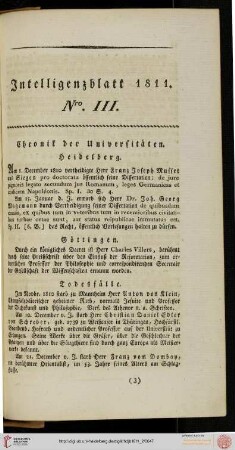 Intelligenzblatt Nro. III