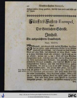 Fünfftes Fasten-Exempel, aus der Göttlichen Schrifft.