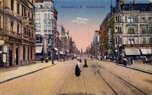 Postkartenalbum mit Motiven von Karlsruhe. "Karlsruhe in Baden. Kaiserstraße"