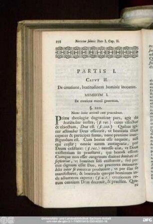 Partis I. Caput II. De creatione, beatitudinem hominis incoante.