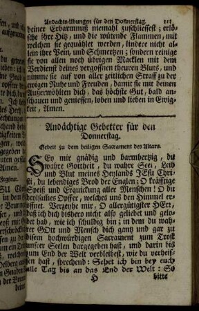 Andächtige Gebetter für den Donnerstag.