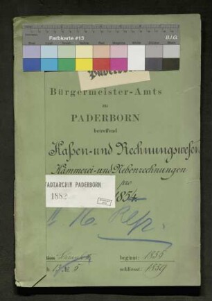 Kämmerei- und Nebenrechnungen 1854