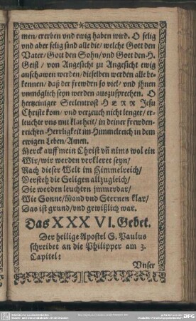 Das XXXVI. Gebet
