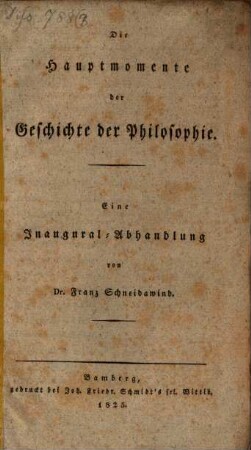 Die Hauptmomente der Geschichte der Philosophie