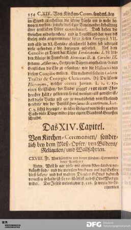 Das XIV. Capitel. Von Kirchen-Ceremonien/ sonderlich bey dem Meß-Opfer/ von Bildern/ Reliquien/ und Wallfahrten.