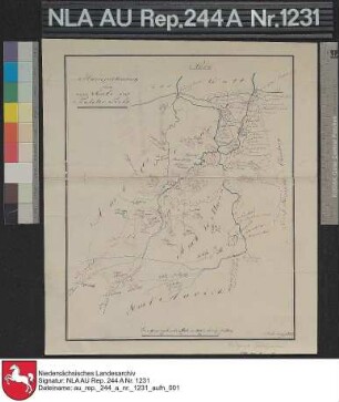 Verlauf des Falster Tiefs von Neuharlingersiel bis Brill und des Wittmunder Binnentiefs von Carolinensiel bis Heglitz Kolorierte Zeichnung von Börner Papier auf Leinen Format 31,5x25,3 M 1:94.150 (ca)