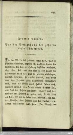 Neuntes Capitel. Von der Vertauschung der Zehnten gegen Ländereyen