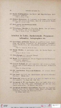 Arbeiten in Leder, Bucheinbände, Pergamenturkunden, Autographen etc. (Nr. 499 - 511)