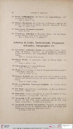 Arbeiten in Leder, Bucheinbände, Pergamenturkunden, Autographen etc. (Nr. 499 - 511)