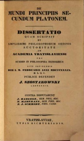 De mundi principiis secundum Platonem