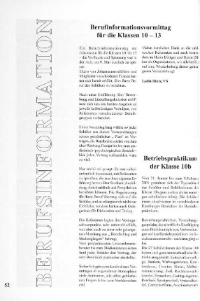 Betriebspraktikum der Klasse 10b