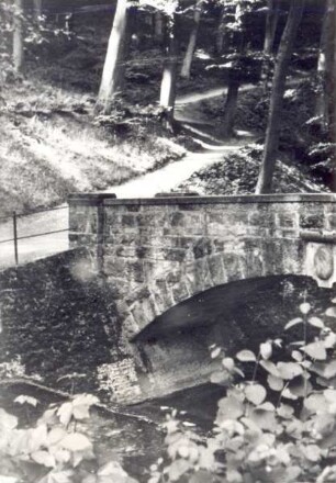 Brücke im Bismarckhain. Detmold. Allee. Papierabzug