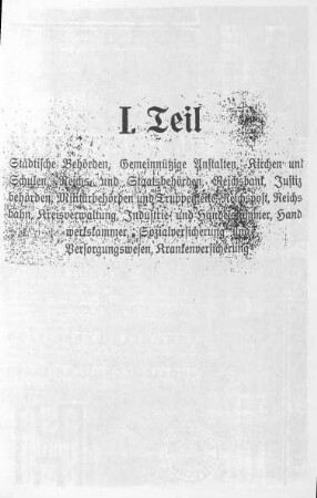 I.Teil: Städtische Behörden und Ämter