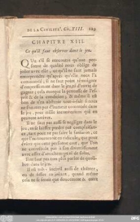 Chapitre XIII. Ce qu'il faut observer dans le jeu.