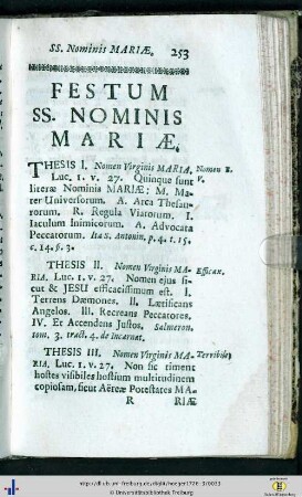 Festum SS. Nominis Mariae.