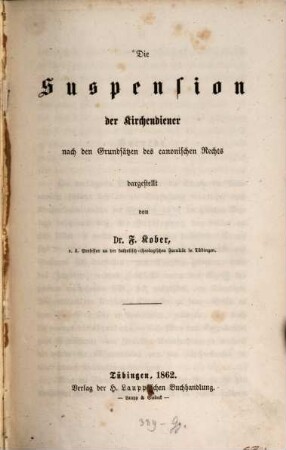 Die Suspension der Kirchendiener : nach den Grundsätzen des canonischen Rechts dargestellt