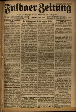 Erste Ausgabe vom Samstag, den 05. Juli 1924.