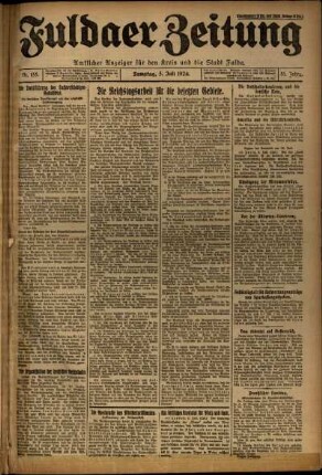 Erste Ausgabe vom Samstag, den 05. Juli 1924.