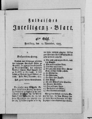 46tes Stück, Ausgabe vom 13. November, 1807